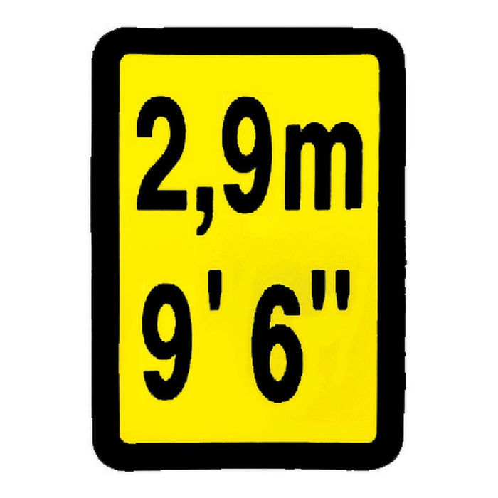 Mark Decal - 2,9m 9'6" Black Text on Yellow Background