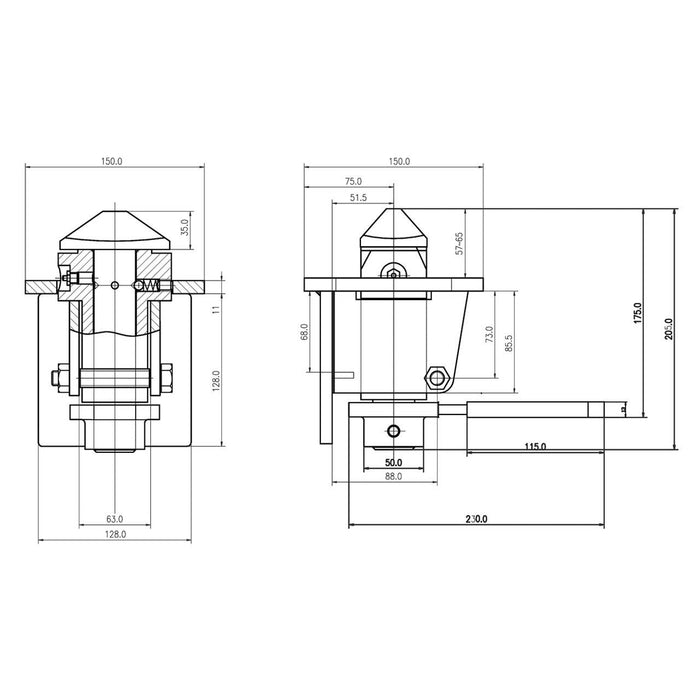 DRAWING - Measurements for Twist Lock with Standard Handle